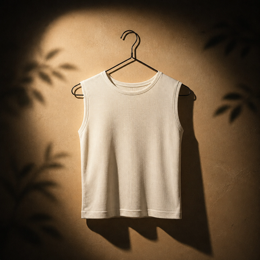 Cloud White Ribbed Top