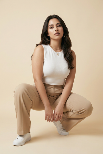 Cloud White Ribbed Top